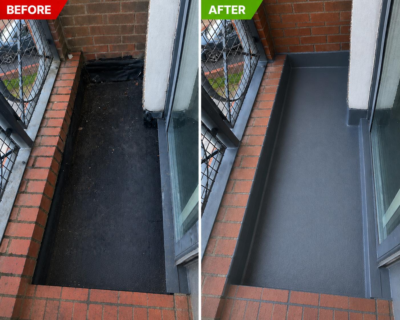 Balcony Waterproofing before and after waterproofing in South Dublin